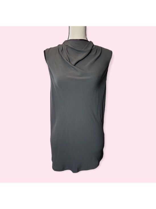 Rick Owens Tops - Rick Owens High Drape Neck Exposed Zipper Sleeveless Blouse Gray Dark Dust Sz 8